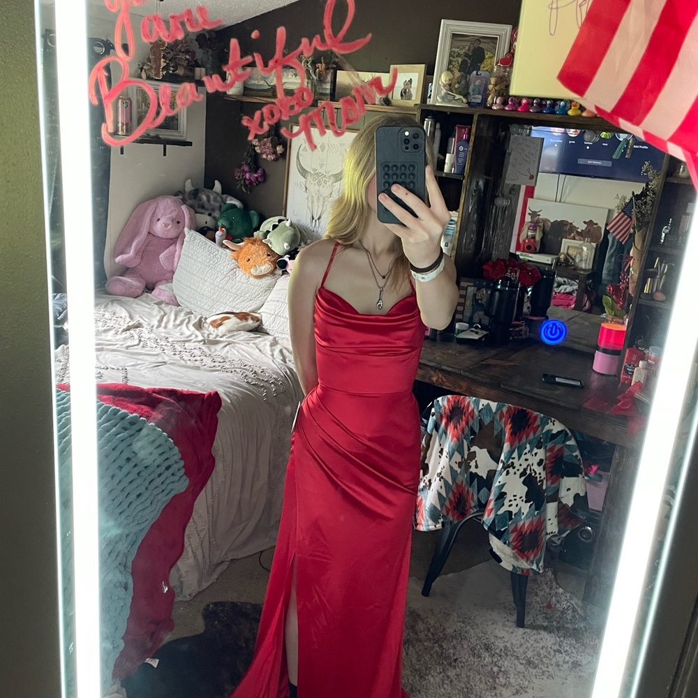 Elegant Red Satin Gown